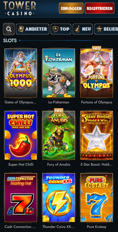 Spielautomaten im Casino Slots im Tower-Casino