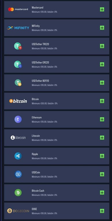 Einzahlungsmethoden in Vegas Hero Online Casino