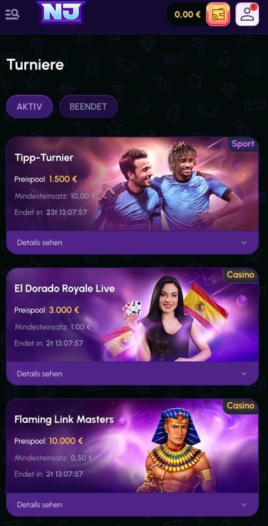 Turniere in Casino Turniere in NovaJackpot Casino Online