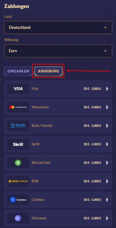 Auszahlung im Casino Auszahlung Online Casino ohne OASIS Paysafecard