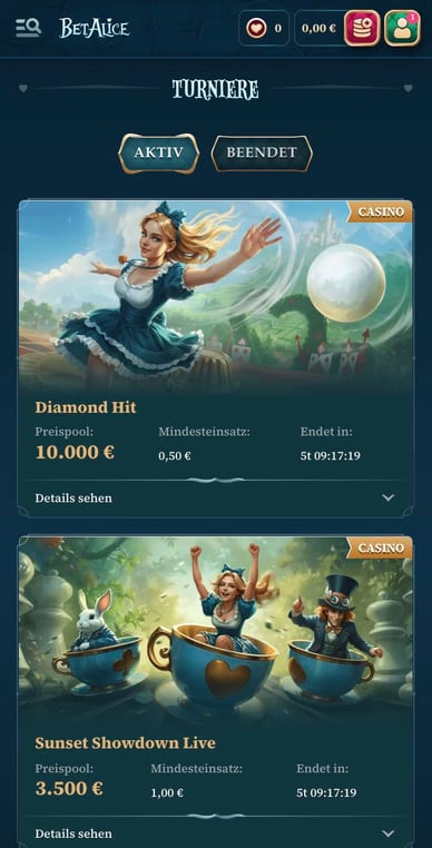 Betalice Casino Online Turniere