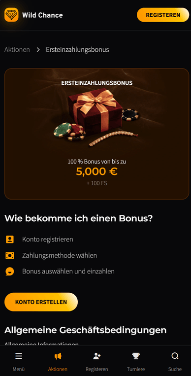 Willkommensbonus Casino Willkommenspaket WildChance Online Casino