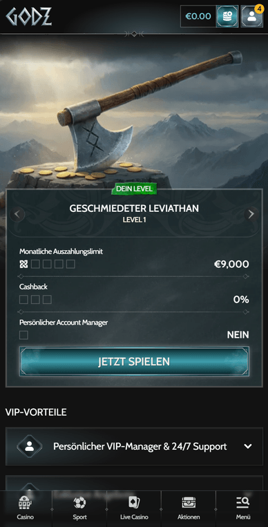 VIP-Club im Godz Casino Online
