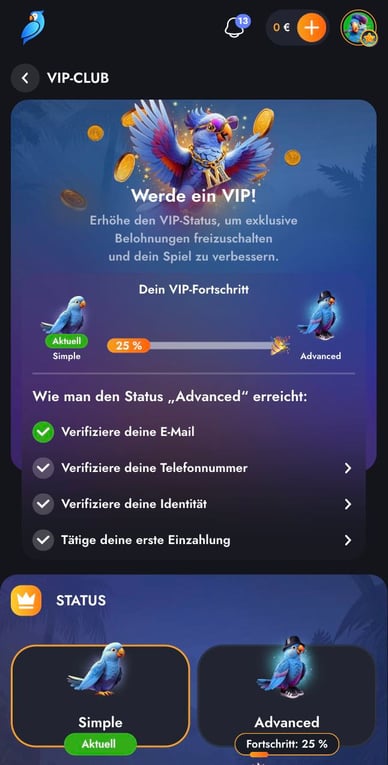 VIP-Club in Online Casino Martin