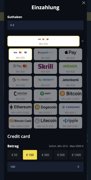 Goldenstarcasino Einzahlung