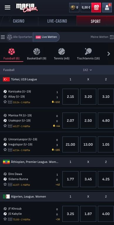 Sportwettenbereich in Casino Sportwetten Mafia Casino Com