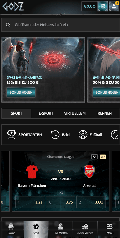 Sport im Godz-Casino