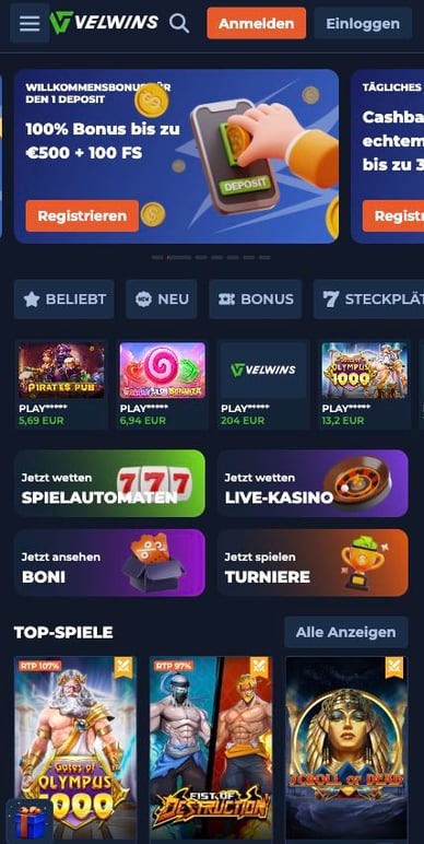 Mobil Onlien Casino Velwins Mobile Casino