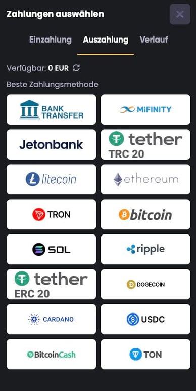 Auszahlung in Casino Auszahlung in Spinline Online Casino