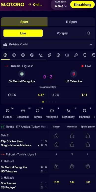 Sportwetten Casino Slotoro Online Casino Sportwettenbereich