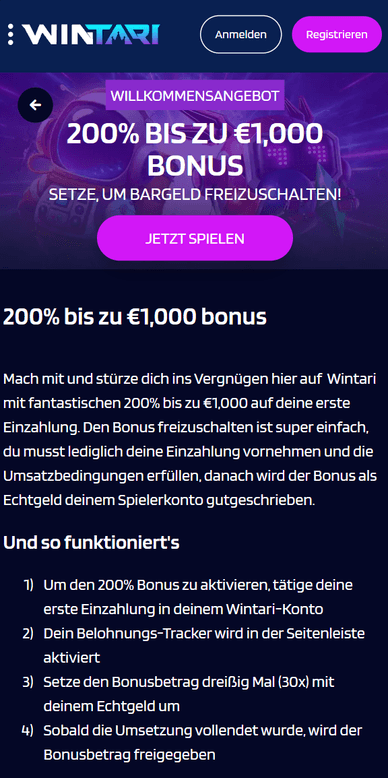 Casino Willkommenspaket Willkommensbonus Wintari Online Casino
