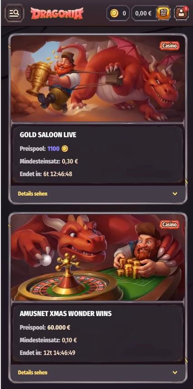 Turniere Programm in Casino Turniere Dragonia 2