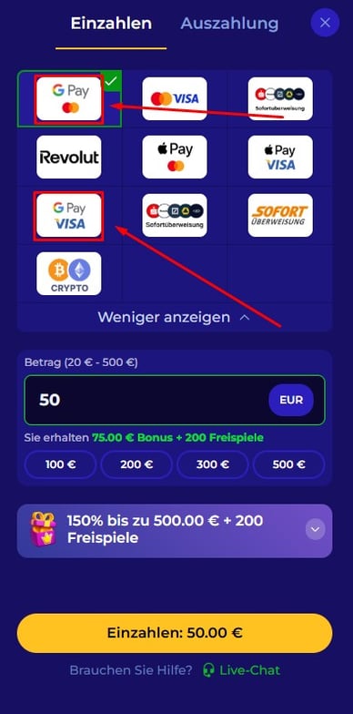 Casino Einzahlung Google Pay Einzahlung im Casino Online