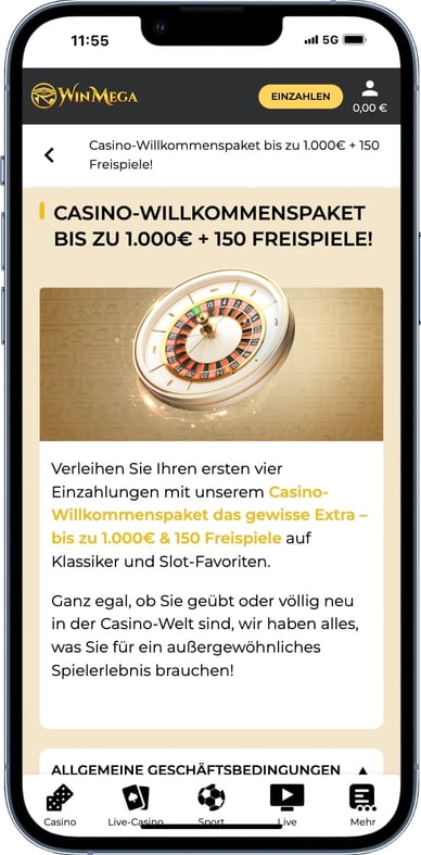 Casino WinMega Startbonuspaket