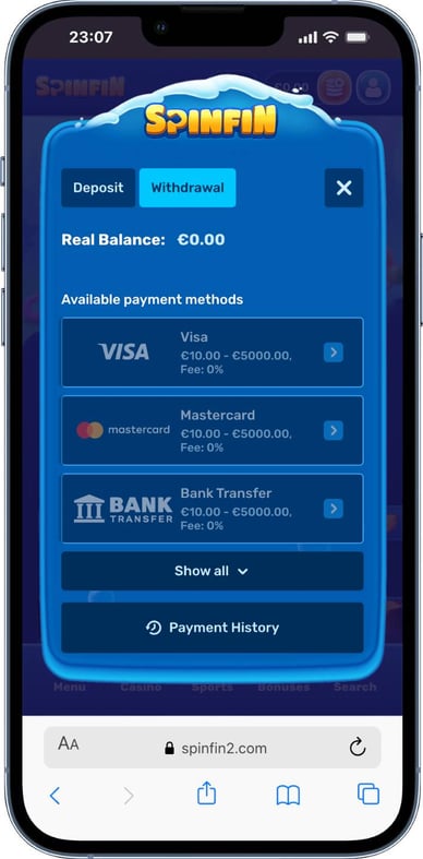 spinfin withdrawal spinfin withdrawal