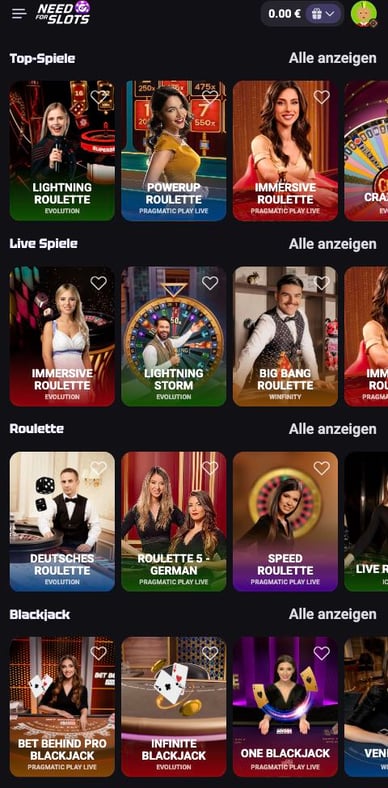 Live-Casino Needforslots Live Casino DE