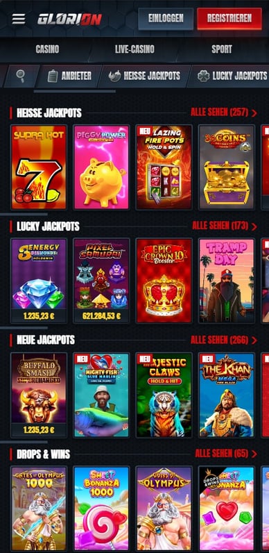 Casinoglorion Jackpot Spiele