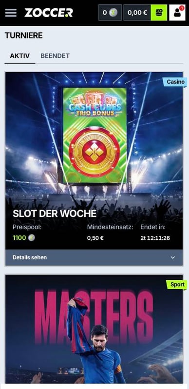 Turniere Zoccercasino