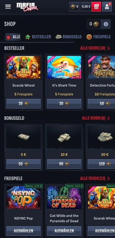 Casino Bonus Shop Mafia Casino Shop fur Bonusangebote