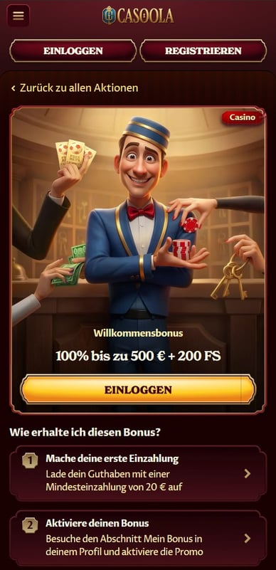 Willkommensbonus Casoola Online Casino