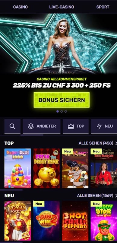 Mobile Version Casino Mobile Version des Sportunacasino