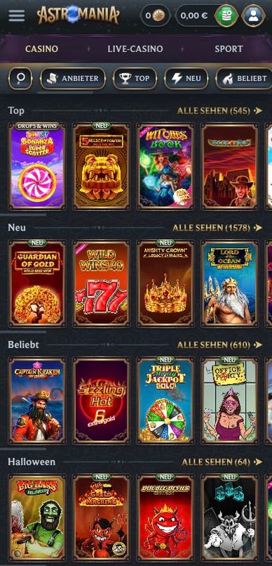 Slots im Online Casino Spielautomaten in Astromania Casino Online