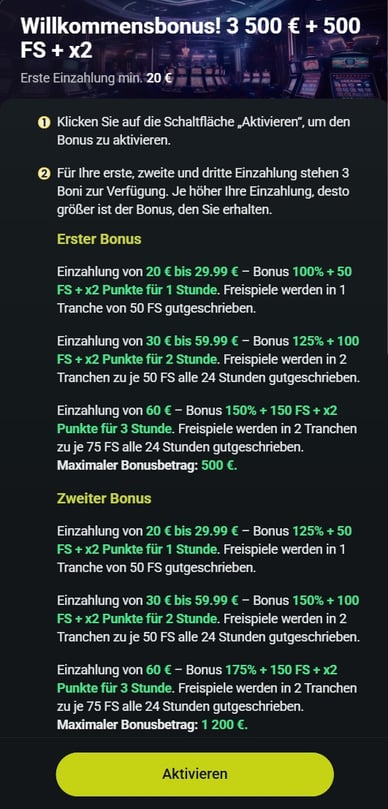 Willkommensbonus im Casino Willkommenspaket im Twindor Casino