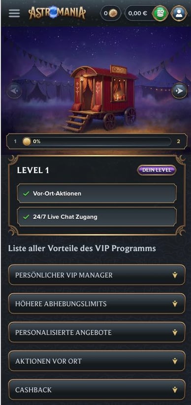 VIP-Programm Casino Astromania VIP Casino