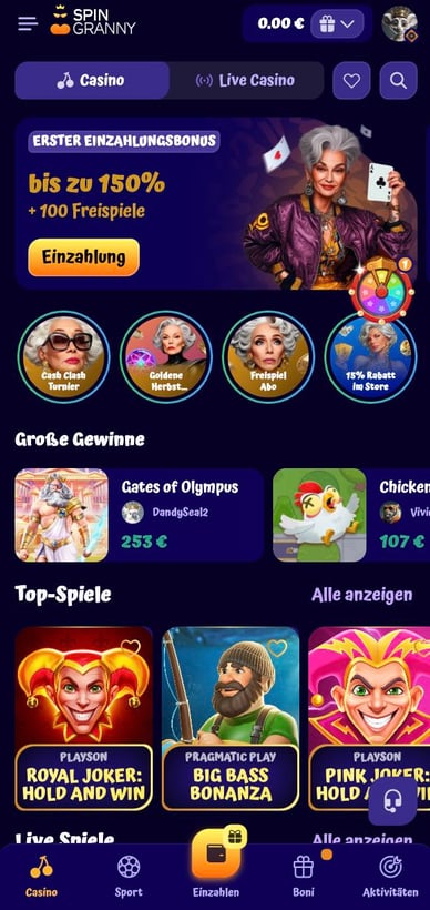 Spingranny Mobile Casino Deutschland