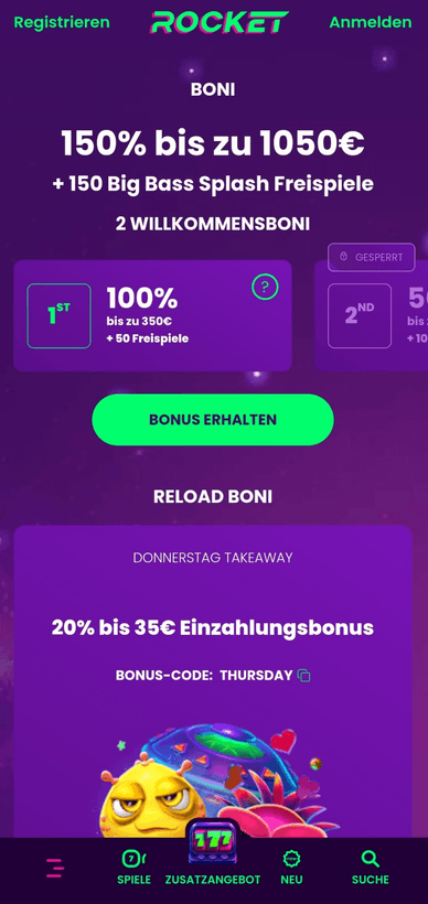 Willkommenboni im Casino Willkommenbonus im Casino Rocket Online
