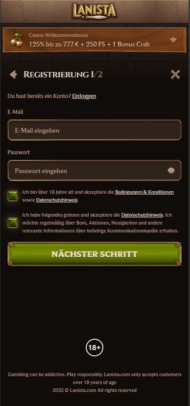 Casino Registrierung Lanista Casino Anmeldung