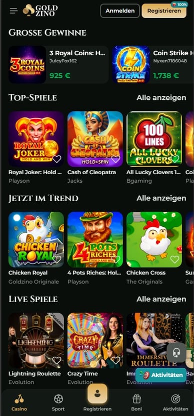 Mobil Casino Gold Zino Mobile Casino