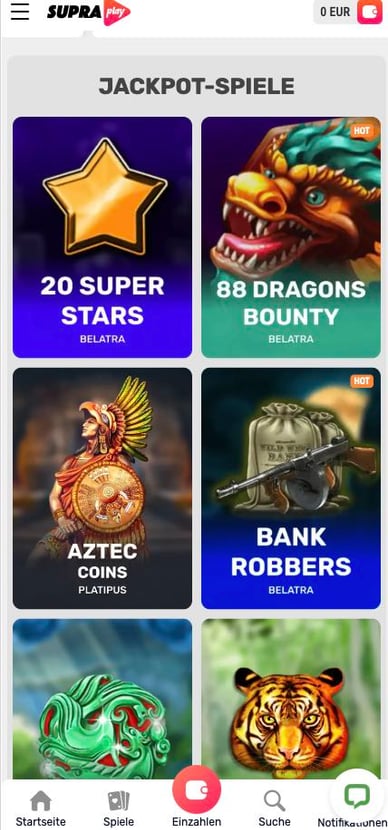 Casino Jackpot-Spiele Online Casino SupraPlay Jackpot-Spiele