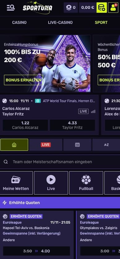 Sportwetten in Casino Sportwettenbereich im Casino Sportuna