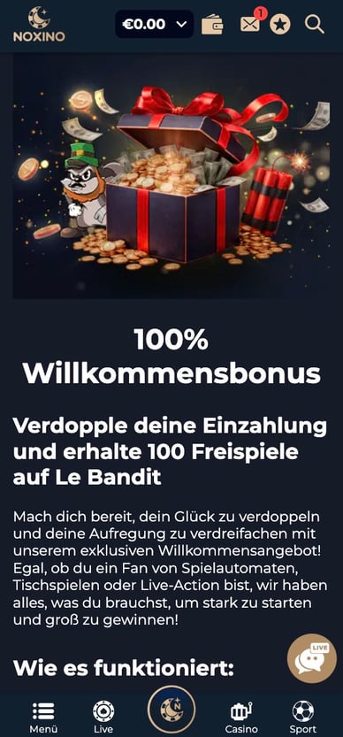Willkommensbonus Paket in Noxino Casino Online