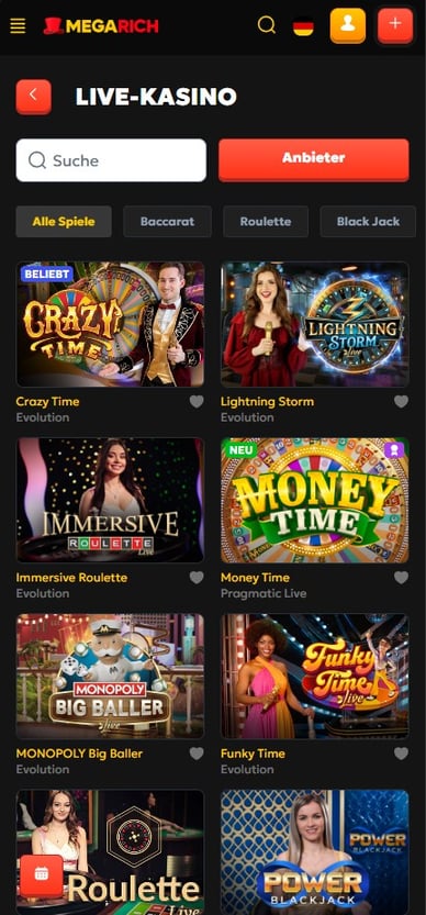 Casino mit Live Dealer MegaRich Live Casino