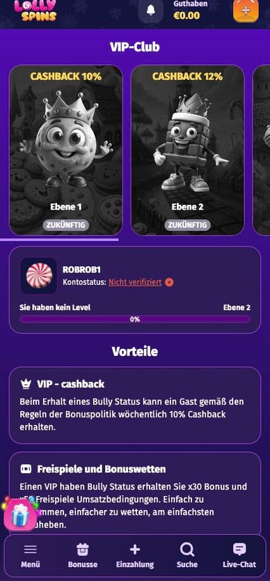 VIP-Programm Casino VIP-Club in Lolly Spins Casino Online