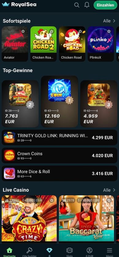 Spielebereich Royalsea Online Casino