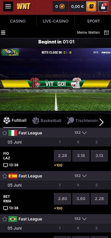 Sportwettenbereich in Casino Sportwetten Wintino Casino