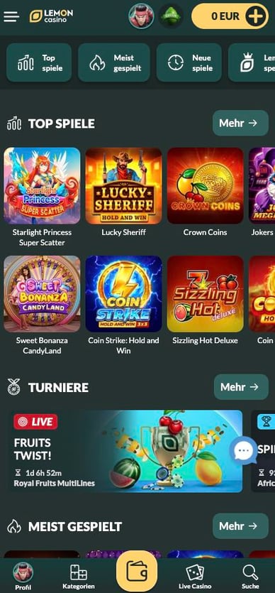 Mobil-Casino Lemon Mobile Casino