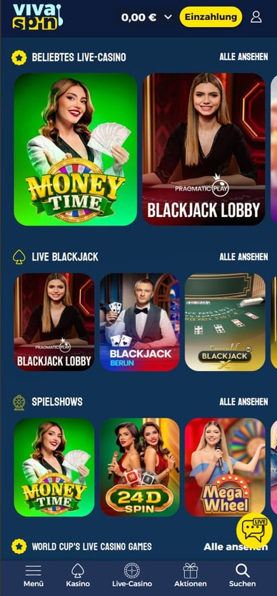 Casino Online mit Live Dealer VivaSpin Live Casino