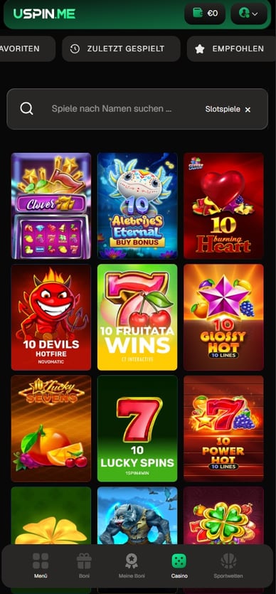 Spielautomaten im Casino USpin-Casino Slots
