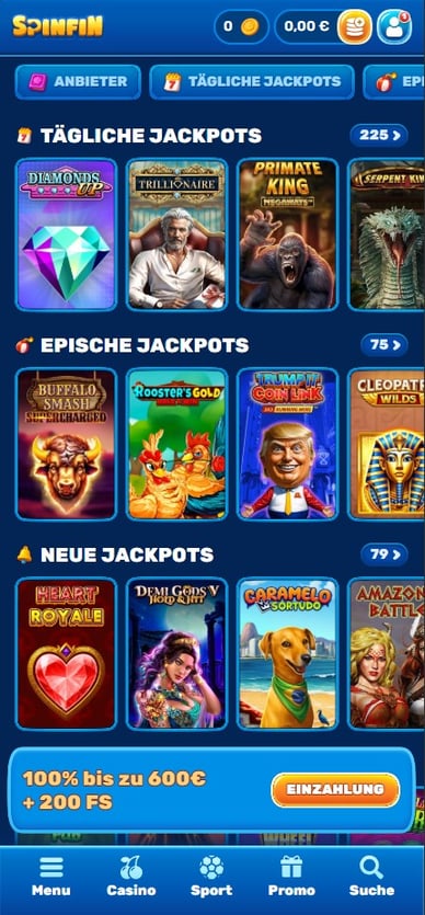 JJackpot-Spiele im Casino Jackpot im Casino Spin Fin