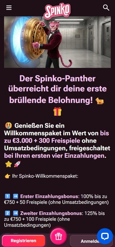 Willkommensbonus Spinko-Casino