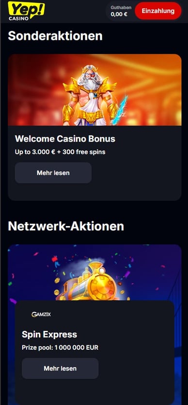 Willkommensbonus Yep Casino Online