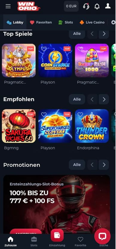 Mobil Casino Winorio Mobile Casino