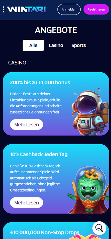 Bonus im Casino Boni im Casino Wintari