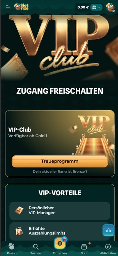 VIP Club im Online Casino Slotrize