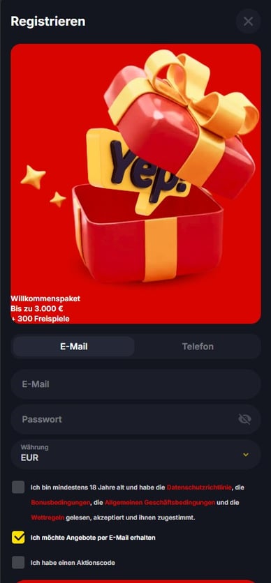 Yep Casino Registrierung