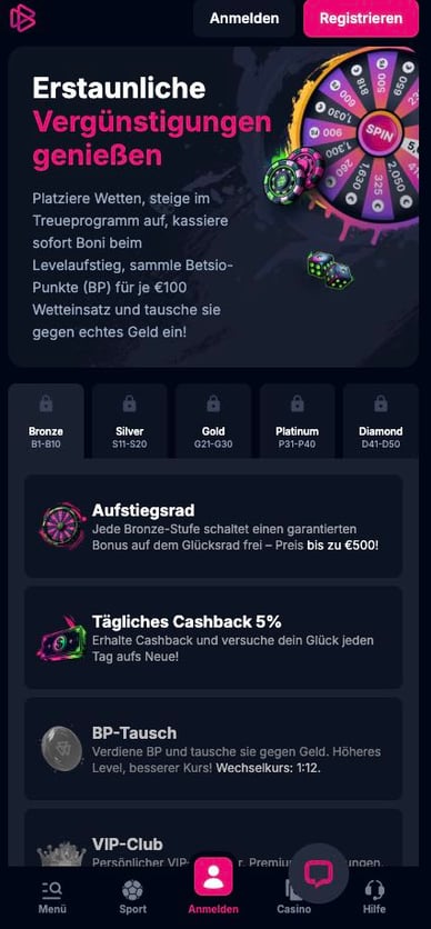 Loyalty Programm in Casino Treueprogramm im Bets io Online Casino